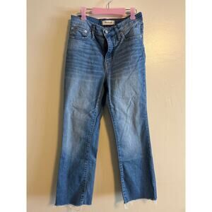 Madewell Cali Demi Boot Jeans Size 26 Cropped Bootcut Raw Hem Stretch Denin